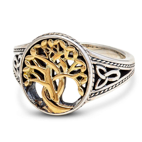Celtic Tree of Life Ring - 10k Gold and Sterling Silver - Creative Irish Gifts