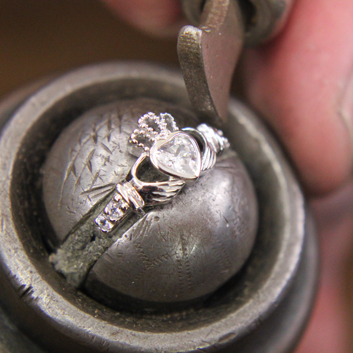 Irish Claddagh Ring - Sterling Silver with April Birthstone - Creative Irish Gifts