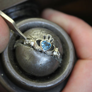 Irish Claddagh Ring - Sterling Silver with December Birthstone - Creative Irish Gifts