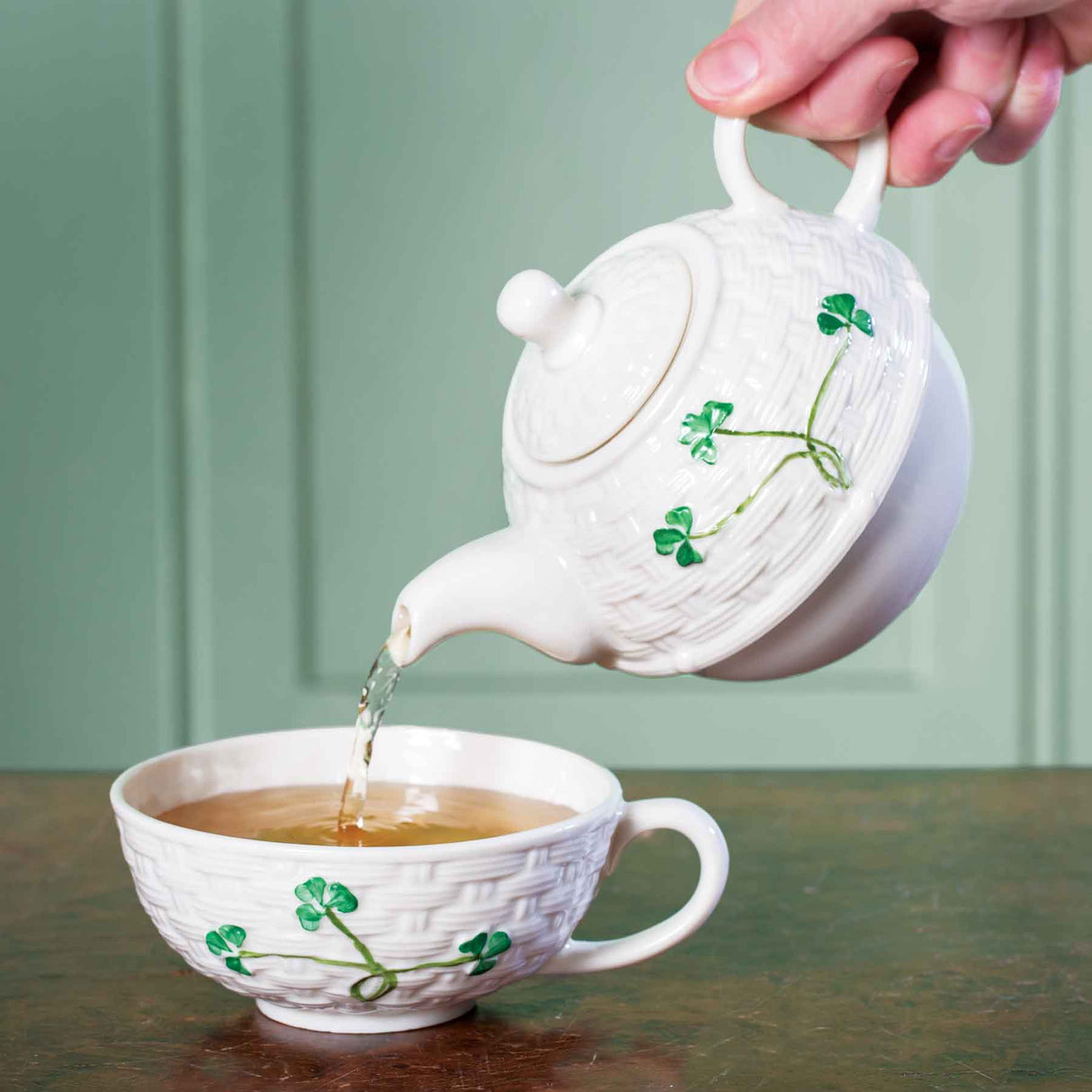 Belleek Shamrock Tea For One Set – Creative Irish Gifts