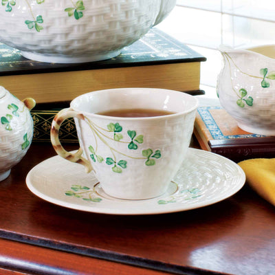 Belleek Shamrock Tea Cup and Saucer - Creative Irish Gifts
