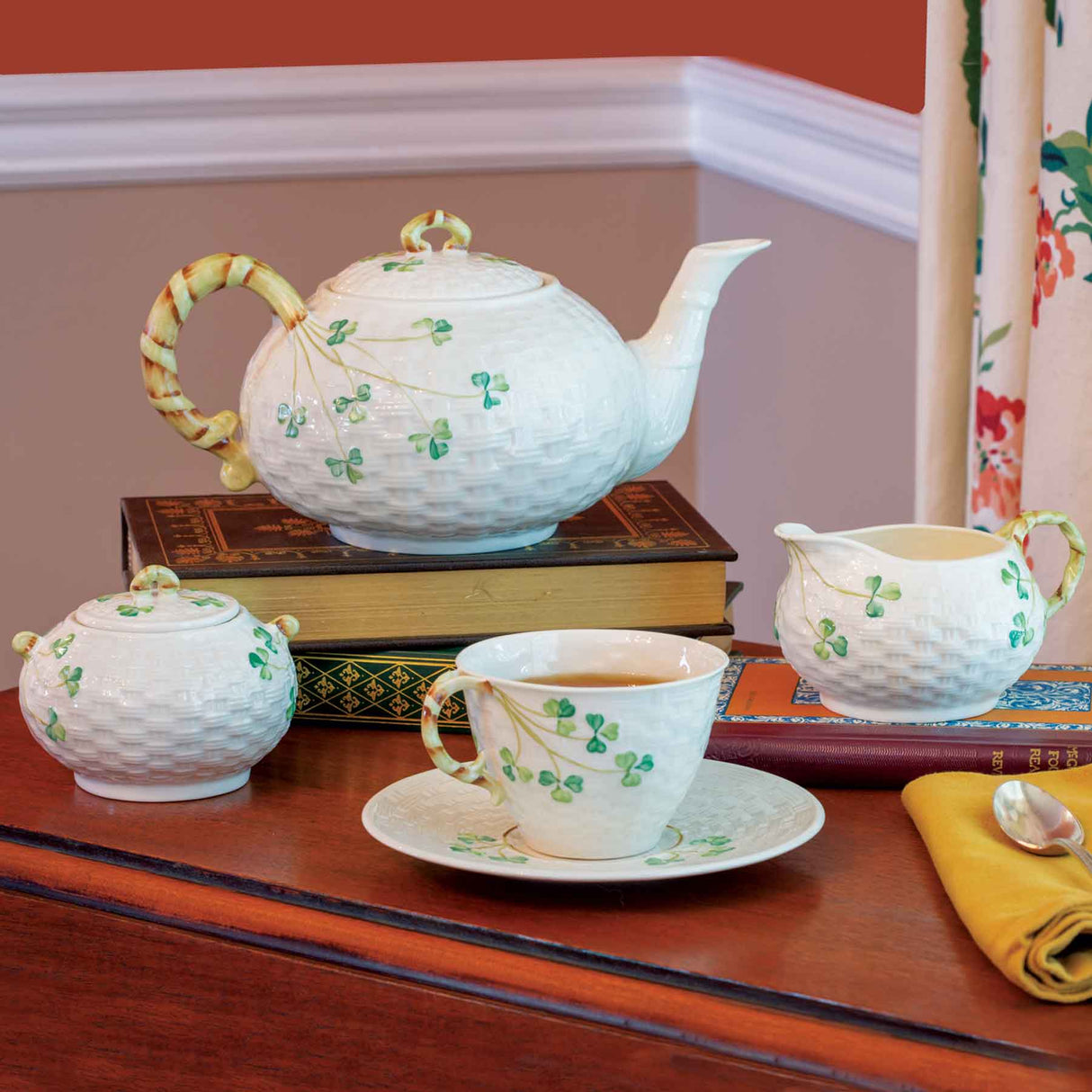 Belleek Shamrock Tea Cup and Saucer - Creative Irish Gifts